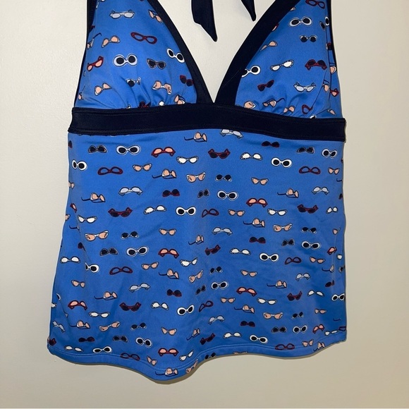 Boden Tankini Top Women's Size 8 US Blue Navy Sunglasses Print Ischia Halter - Picture 4 of 12